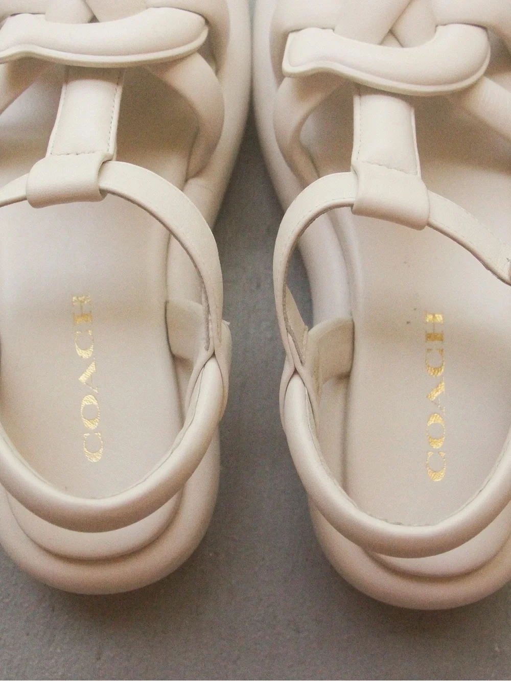 Coach Cream Braided Platform Sandals